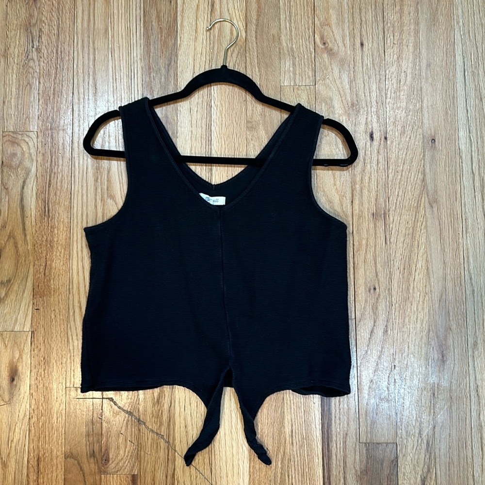 Madewell slight black crop top with tie